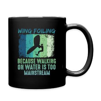 Wing Foil Wingsurfing Retro Foil Wing - Full Colour Mug - black - Right