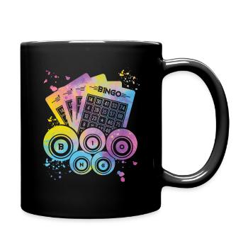 Bingo Bälle Farbsprotzer Frauen Männer Bingo - Tasse einfarbig - Schwarz - Rechts