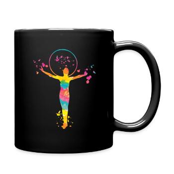 Gymnast with Hoop Rhythmic Gymnastics - Full Colour Mug - black - Right