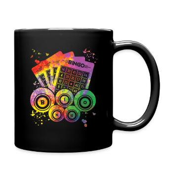 Bingo Bälle Farbsprotzer Frauen Männer Bingo - Tasse einfarbig - Schwarz - Rechts
