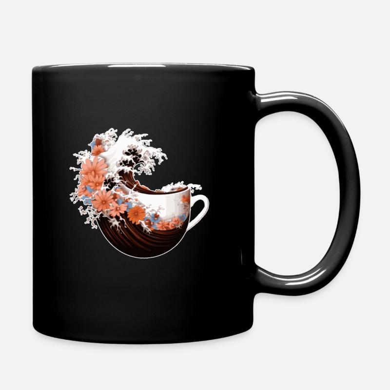 Weltkaffeetag in der Kanagawa-Welle - Tasse einfarbig - Schwarz