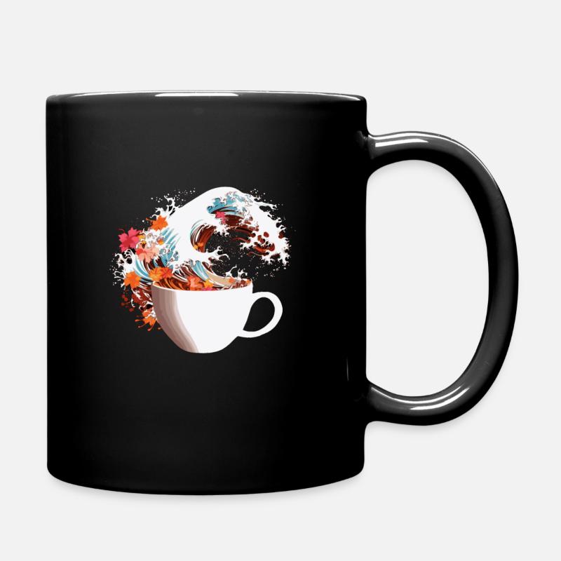Weltkaffeetag in der Kanagawa-Welle - Tasse einfarbig - Schwarz
