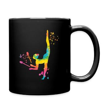 Gymnast with clubs Rhythmic gymnastics - Full Colour Mug - black - Right