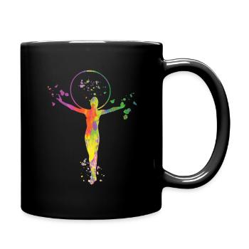 Gymnastin Mit Keulen Rhythmische Sportgymnastik - Tasse einfarbig - Schwarz - Rechts