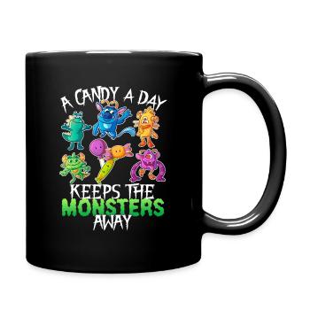One candy a day Monster Funny Halloween - Full Colour Mug - black - Right
