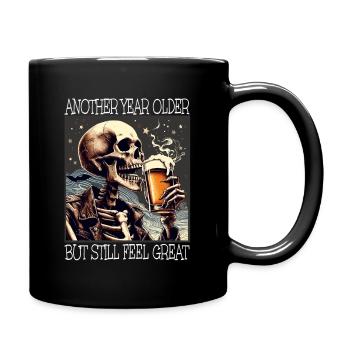 Birthday Beer Drinking Skeleton - Full Colour Mug - black - Right