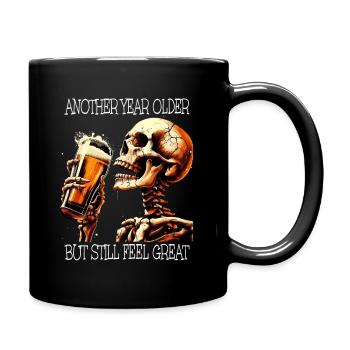 Birthday Beer Drinking Skeleton - Full Colour Mug - black - Right