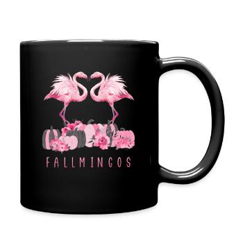 Fallmingo Pumpkin Watercolor Flamingo - Full Colour Mug - black - Right