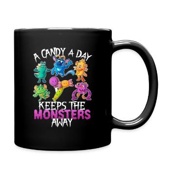 Un bonbon un monstre drôle d’Halloween - Mug uni - noir - Droite
