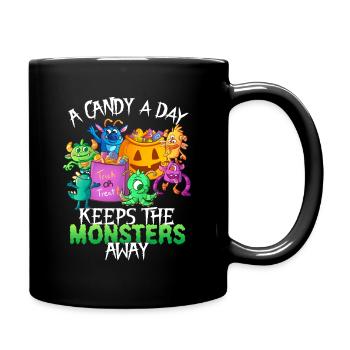 Un bonbon un monstre drôle d’Halloween - Mug uni - noir - Droite