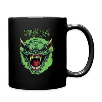 Tête d’orc démoniaque, Mordez-moi - Mug uni - noir - Droite