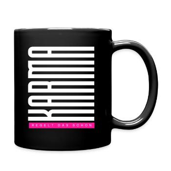 Karma. Regelt das schon - Tasse einfarbig - Schwarz - Rechts