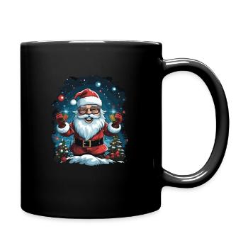 Lustiger Weihnachtsmann zu Weihnachten - Tasse einfarbig - Schwarz - Rechts