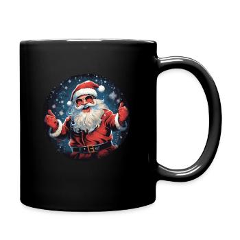 Lustiger Weihnachtsmann zu Weihnachten - Tasse einfarbig - Schwarz - Rechts
