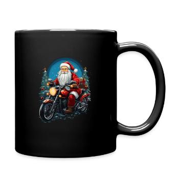 Lustiger Weihnachtsmann zu Weihnachten - Tasse einfarbig - Schwarz - Rechts