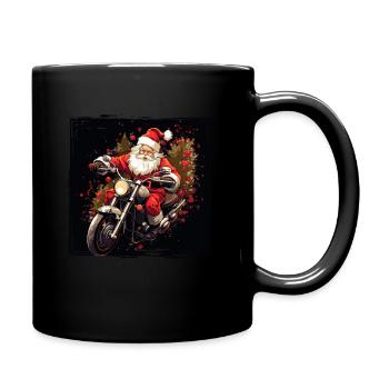 Lustiger Weihnachtsmann zu Weihnachten - Tasse einfarbig - Schwarz - Rechts
