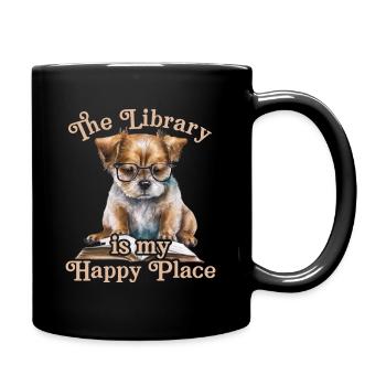 Die Bibliothek Ist Mein Glücklicher Ort Hund - Tasse einfarbig - Schwarz - Rechts
