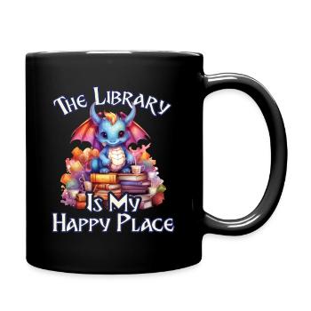 La bibliothèque est mon lieu de bonheur, dragons - Mug uni - noir - Droite