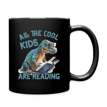 Alle Coolen Kids Lesen DInosaurier - Tasse einfarbig - Schwarz - Rechts