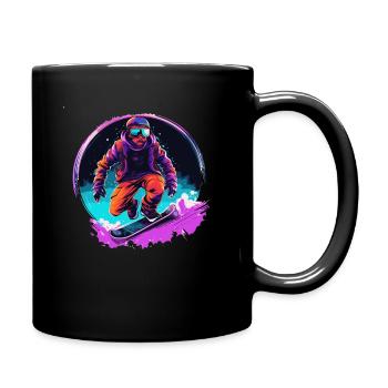 Snowboarding or skiing and then après ski - Full Colour Mug - black - Right