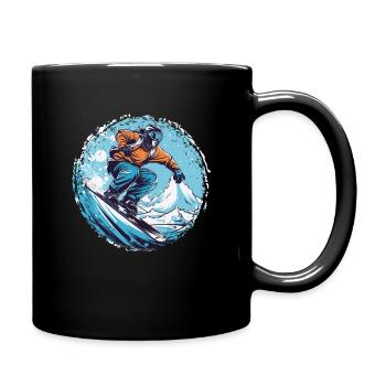 Snowboarding or skiing and then après ski - Full Colour Mug - black - Right