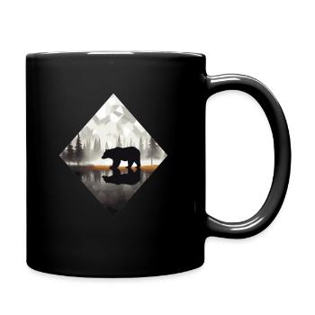 Abstrakter Bär in den Bergen - Tasse einfarbig - Schwarz - Rechts