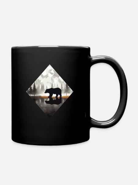 Abstrakter Bär in den Bergen - Tasse einfarbig - Schwarz