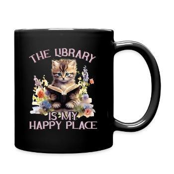 La bibliothèque est mon chat de l’endroit où je suis heureux - Mug uni - noir - Droite
