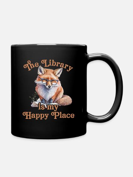 Die Bibliothek Ist Mein Glücklicher Ort Fuchs - Tasse einfarbig - Schwarz