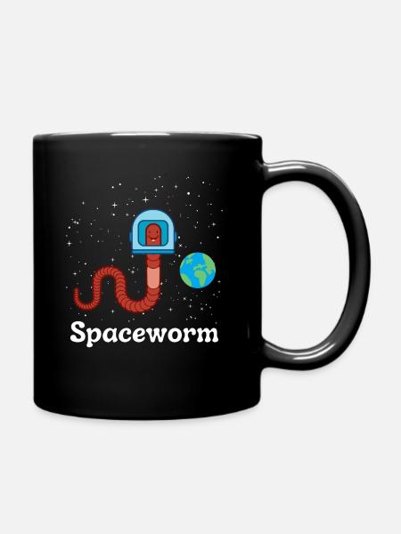 Spaceworm earthworm funny space - Full Colour Mug - black