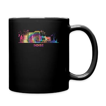 Boisean Skyline Buntes Stadtbild Boise - Tasse einfarbig - Schwarz - Rechts