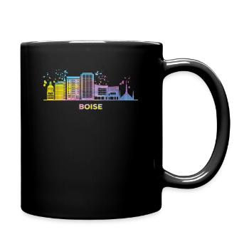 Boisean Skyline Buntes Stadtbild Boise - Tasse einfarbig - Schwarz - Rechts
