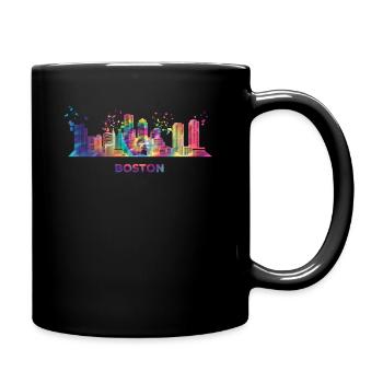 Bostonian Skyline Colorful Cityscape Boston - Full Colour Mug - black - Right