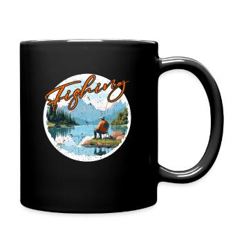 Fishing, Leisure, Contemplative, Quiet, Nature Experience - Full Colour Mug - black - Right