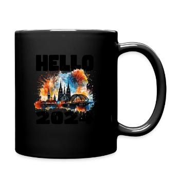 Happy New Year with fireworks in Cologne - Full Colour Mug - black - Right