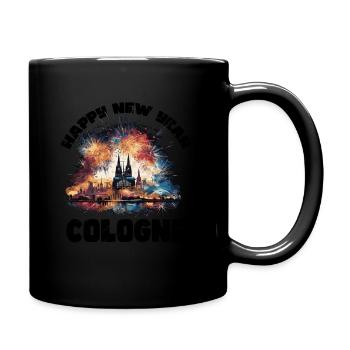 Happy New Year with fireworks in Cologne - Full Colour Mug - black - Right