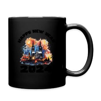 Bonne année avec feux d’artifice à Cologne - Mug uni - noir - Droite