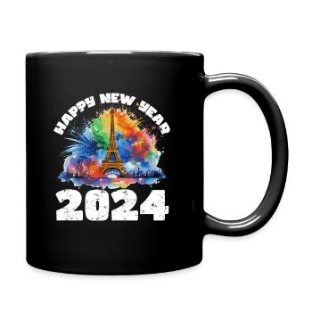 Bonne année avec feu d’artifice à Paris - Mug uni - noir - Droite