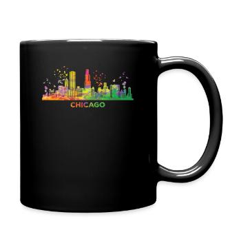 Chicagoan Watercolor Skyline Chicago - Full Colour Mug - black - Right