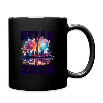 Happy New Year with fireworks in New York - Full Colour Mug - black - Right