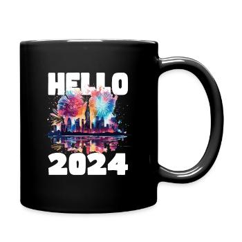 Happy New Year with fireworks in New York - Full Colour Mug - black - Right