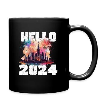 Happy New Year with fireworks in New York - Full Colour Mug - black - Right