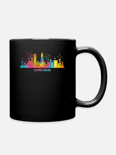 Chicagoan Aquarell Skyline Chicago - Tasse einfarbig - Schwarz