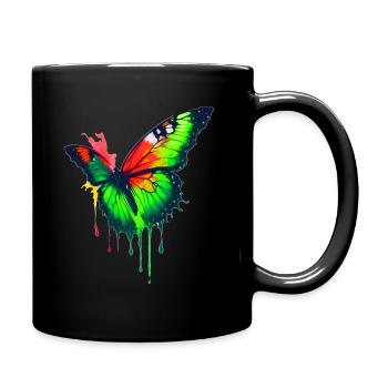 Farbenfroher Schmetterling - Tasse einfarbig - Schwarz - Rechts