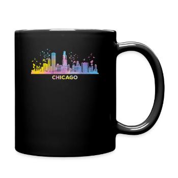Chicagoan Watercolor Skyline Chicago - Full Colour Mug - black - Right
