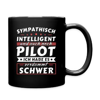 Sympathisch und intelligent - Pilot Edition - Tasse einfarbig - Schwarz - Rechts