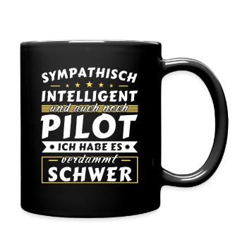 Sympathisch und intelligent - Pilot Edition - Tasse einfarbig - Schwarz - Rechts