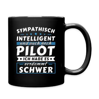 Sympathisch und intelligent - Pilot Edition - Tasse einfarbig - Schwarz - Rechts