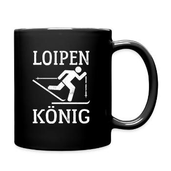 Loipen König Ski Langlauf, Wintersport, Skiurlaub - Tasse einfarbig - Schwarz - Rechts