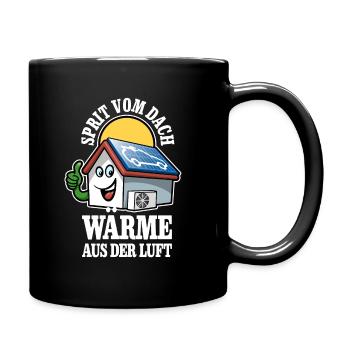 Öko Haus Sprit vom Dach Wärme aus der Luft - Tasse einfarbig - Schwarz - Rechts